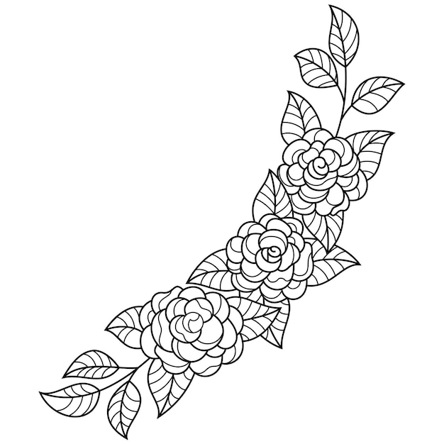 Zentangleスタイルの花の手描き