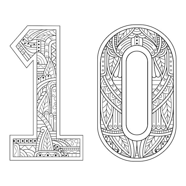 Zentangle 스타일의 10번 손으로 그린