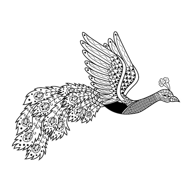 Zentangleスタイルの孔雀の手描き