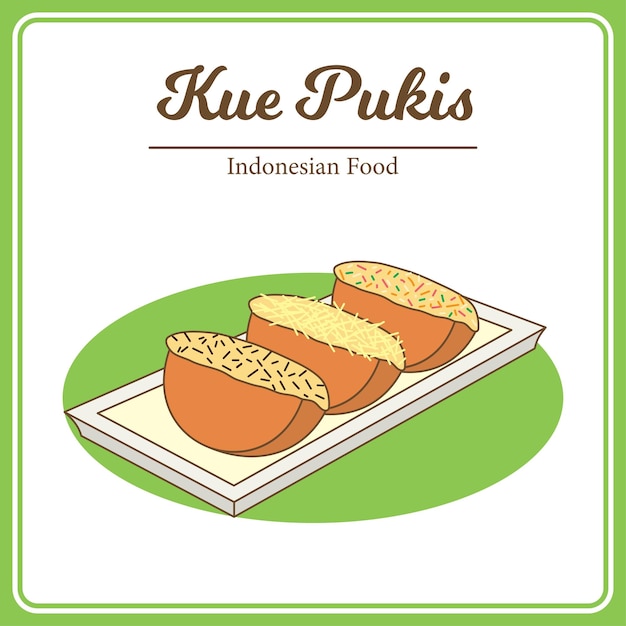 Ручной рисунок традиционной индонезийской кухни под названием kue pukis delicious asian food doodle