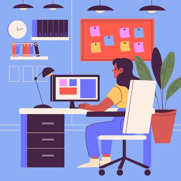 Vector hand drawn office illustration