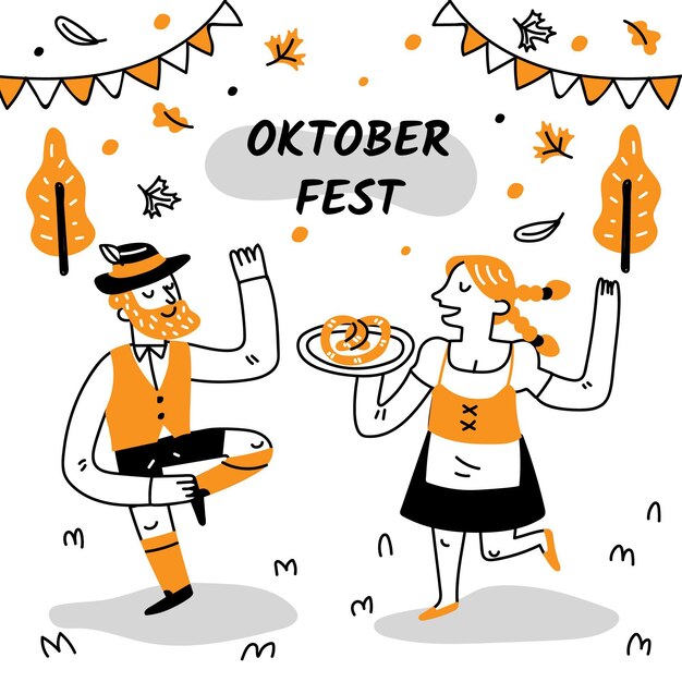 Vettore sfondo oktoberfest disegnato a mano hand