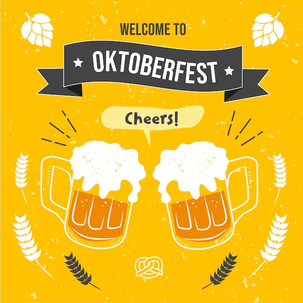 Vettore sfondo oktoberfest disegnato a mano