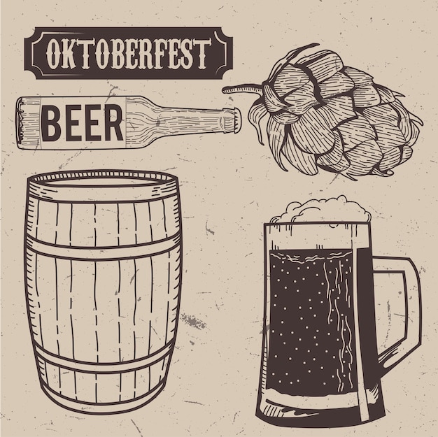 Vector hand drawn oktoberfest element collection