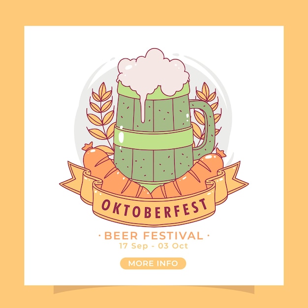 Vettore manifesto del festival dell'oktoberfest disegnato a mano