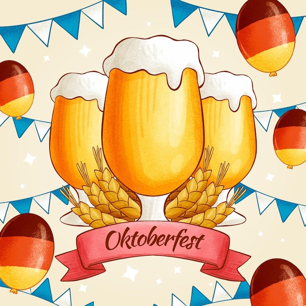 Vector hand drawn oktoberfest illustration