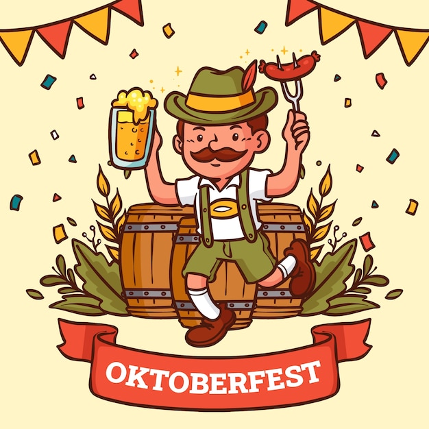 Illustrazione più oktoberfest disegnata a mano