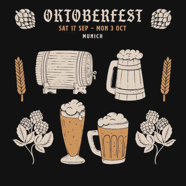 Hand drawn oktoberfest illustration