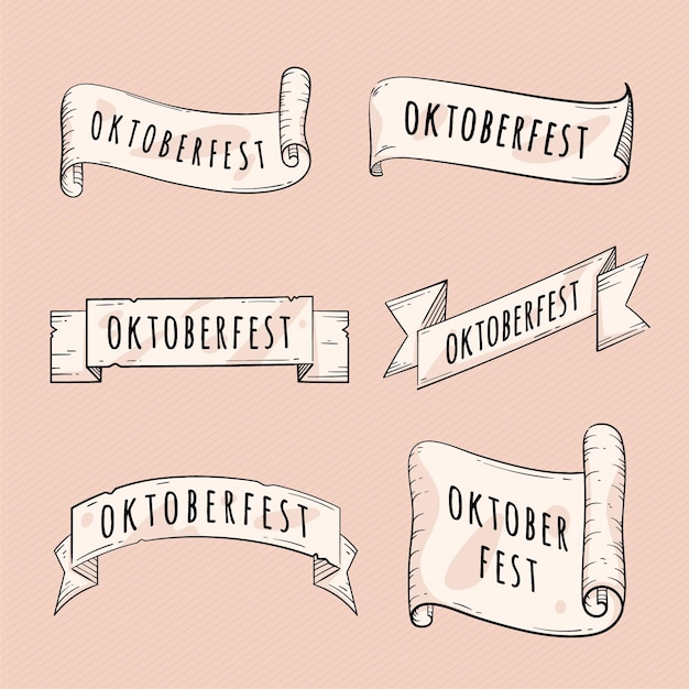 Hand drawn oktoberfest ribbons collection