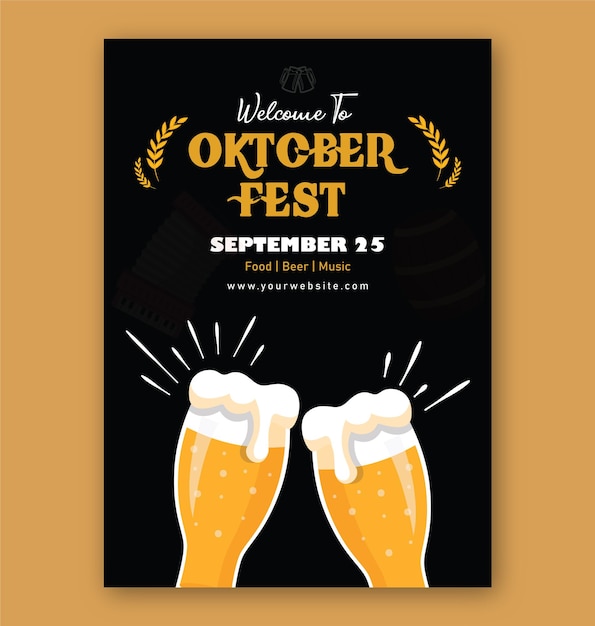 Hand drawn oktoberfest vertical flyer template