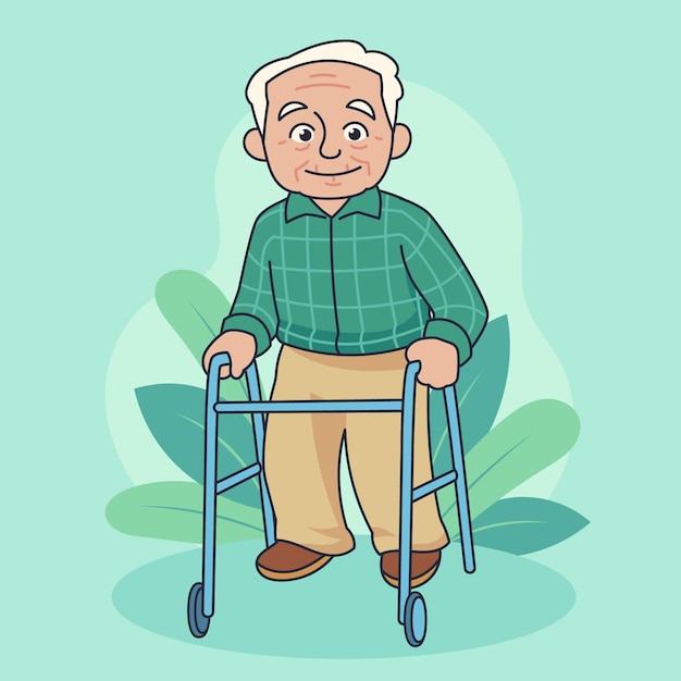 Vector hand drawn old man cartoon illustration