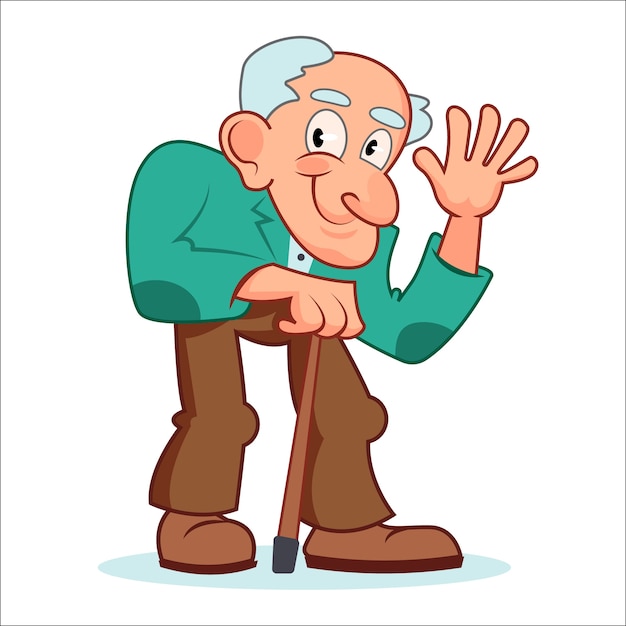 Hand drawn old man cartoon illustration