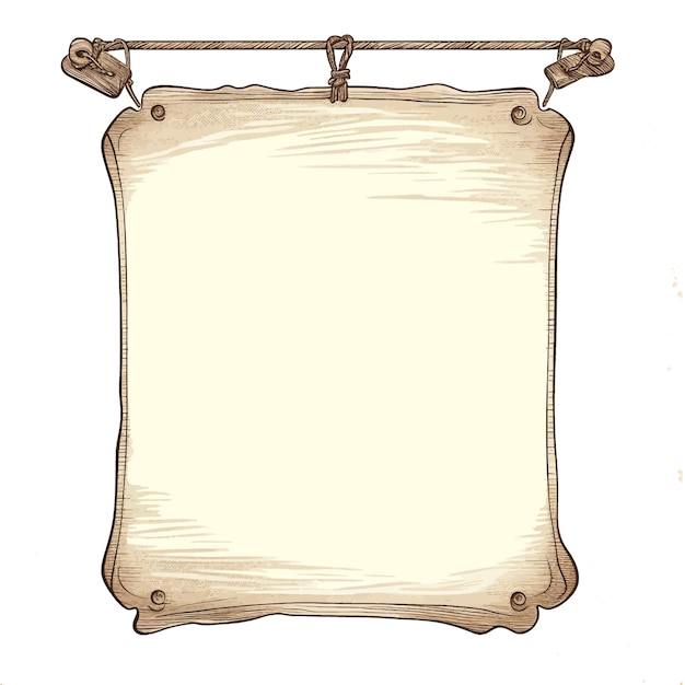 Antico banner di carta disegnato a mano e tag cartone animato illustrazione vettoriale clipart sfondo bianco