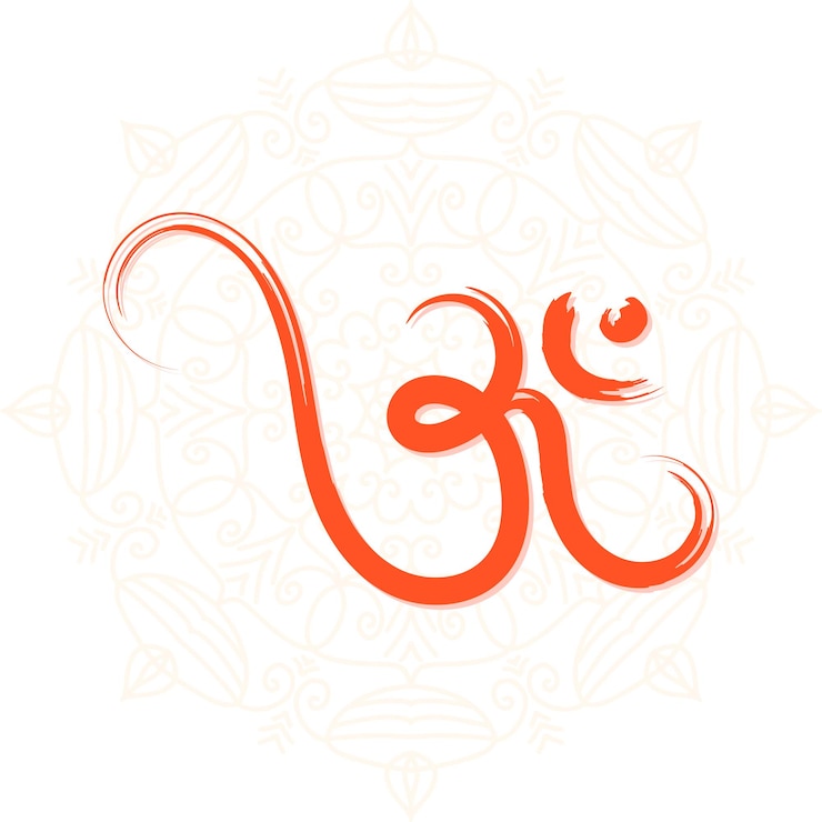 वेक्टर hand drawn om religious symbol with mandala background design