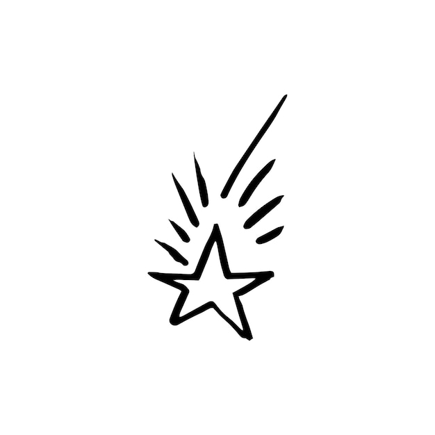 Vector hand drawn one star simple doodle style icon single careless painted vector star black isolated on a white background