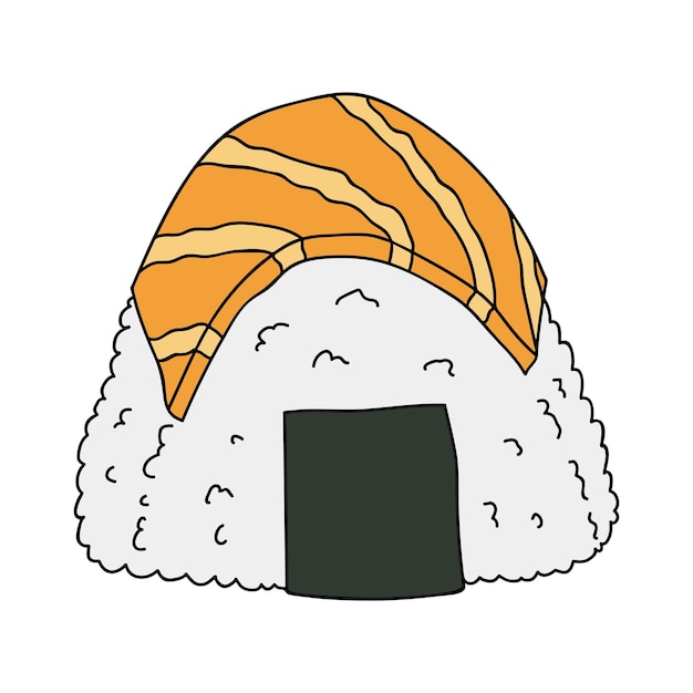 Hand drawn onigiri clipart Japanese fast food made of rice Rice ball in nori seaweed