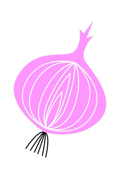 Vector hand drawn onion abstract design element addiction to food