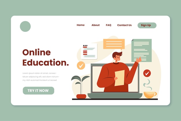 Hand drawn online learning web template