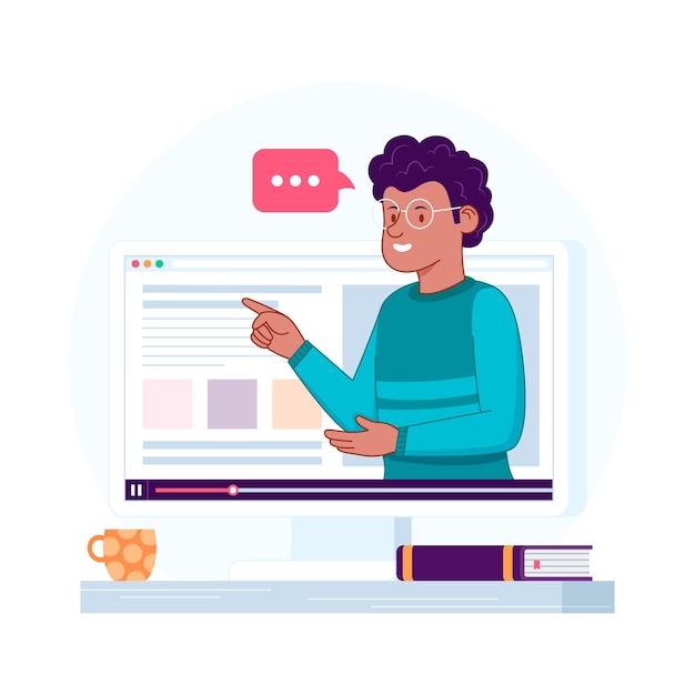 hand drawn online tutor illustration