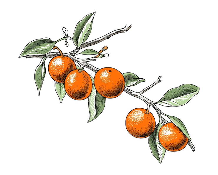 Vector hand drawn orange branches