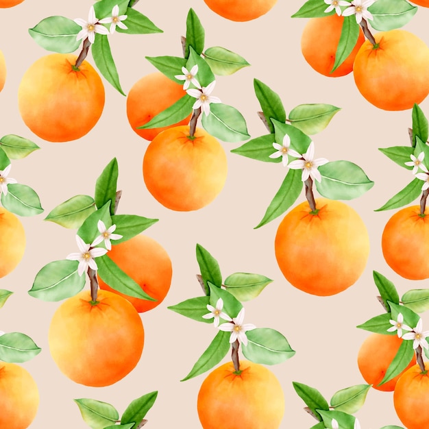 Hand drawn orange fruit seamless pattern