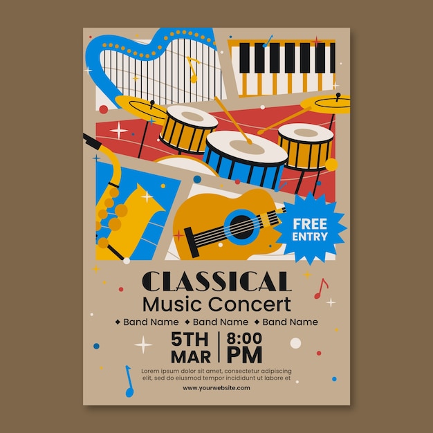 Vector hand drawn orchestra concert poster