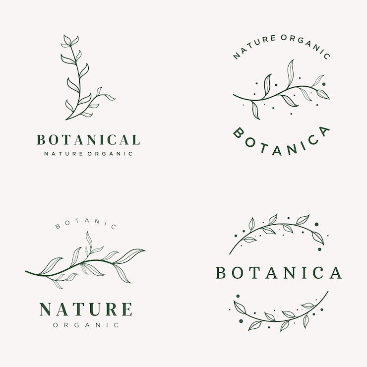 Vector hand drawn organic botanical organic feminine delicate logo design for florist wedding badge photographer and beauty
