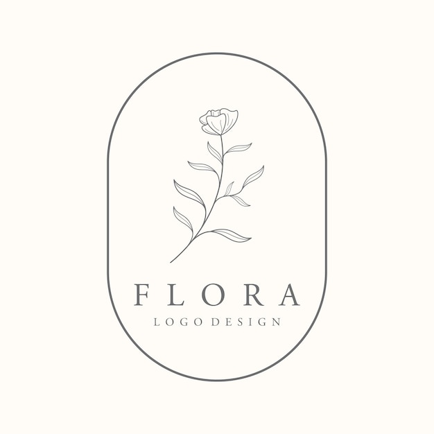 Hand drawn organic botanical organic feminine delicate Logo design for florist wedding badge photographer and beauty