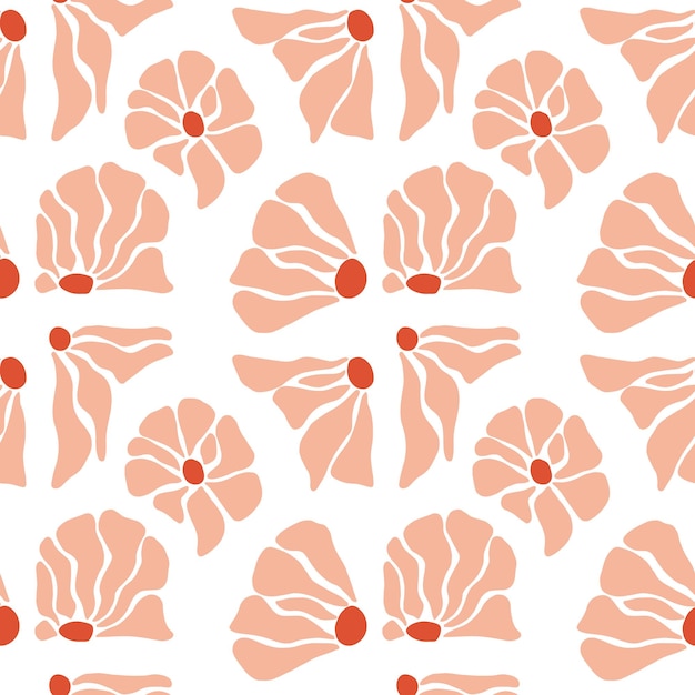 Hand drawn organic cut out flowers in modern style abstract pattern