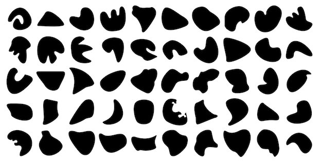 Hand Drawn Organic Shapes Liquid and fluid shape Black symbol Set 50