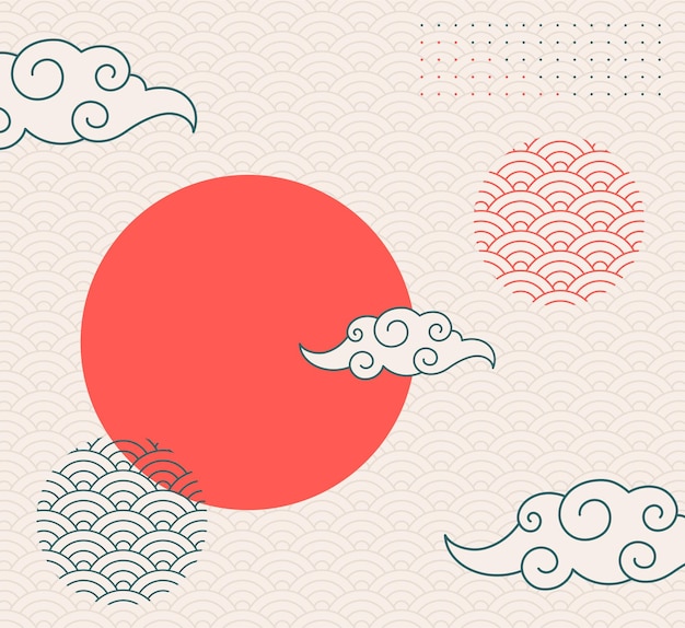 Hand drawn oriental cloud illustration