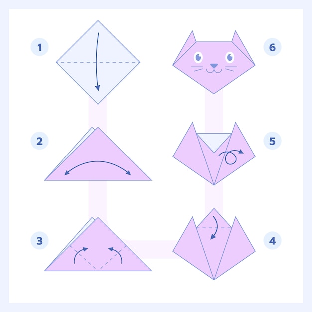 Vector hand drawn origami instructions