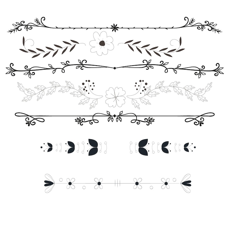 Vector hand drawn ornament divider set design