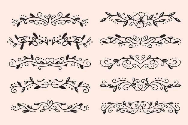 Hand drawn ornamental divider collection