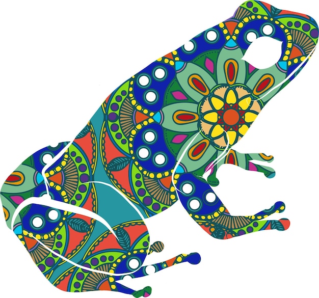 Hand drawn ornamental doodle frog illustration with zentangle ornaments