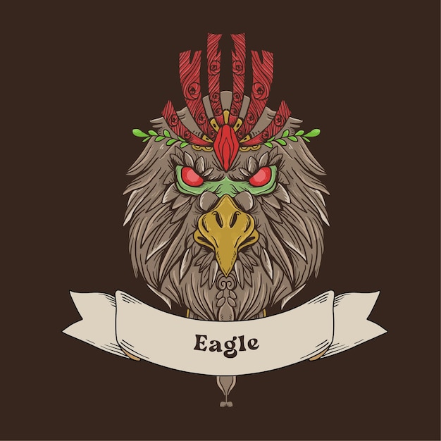 Hand Drawn Ornamental Eagle for T-shirt