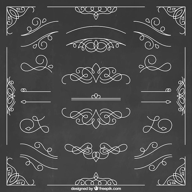 Vector hand drawn ornamental elements collection