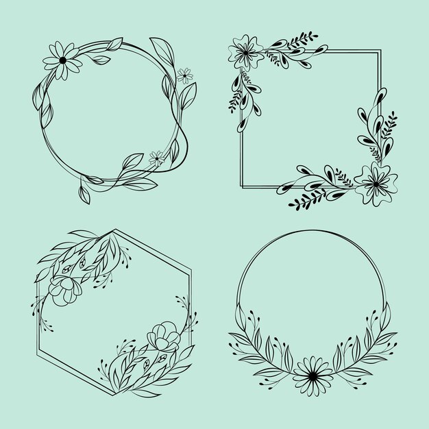 Vector hand drawn ornamental frame collection