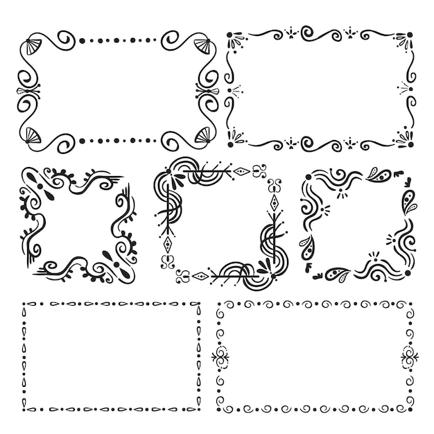 Vector hand drawn ornamental frame pack