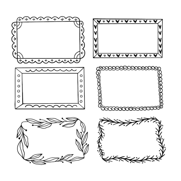 Vector hand drawn ornamental frame set
