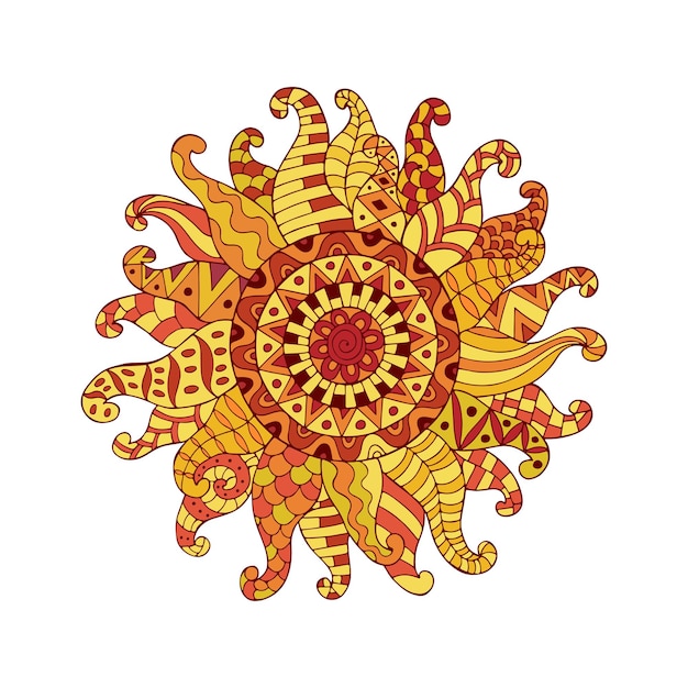 Hand drawn ornamental sun symbol.