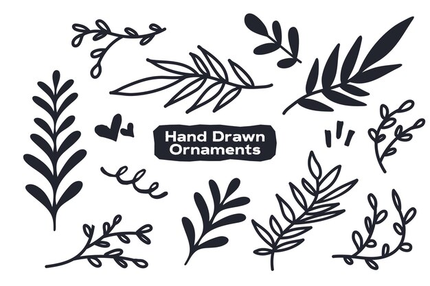 Hand Drawn Ornaments Vector Elegant And Luxury Elements Set