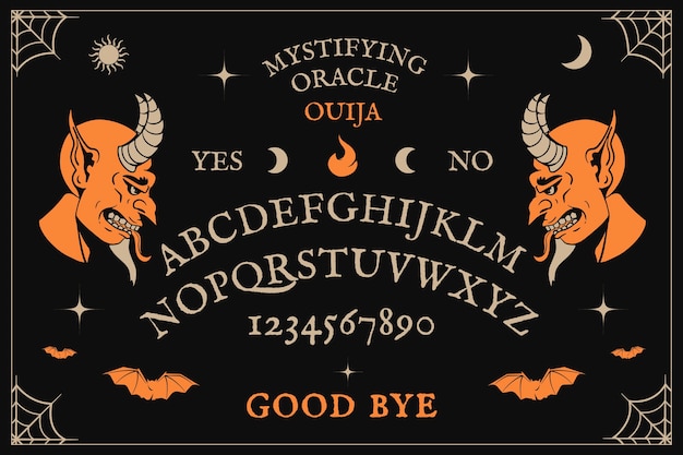 Illustrazione disegnata a mano della tavola di ouija