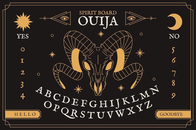 Vettore illustrazione disegnata a mano della tavola di ouija