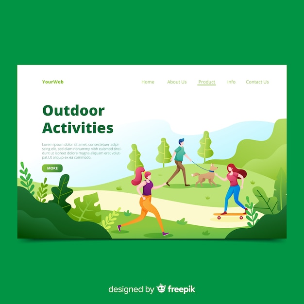 Hand drawn outdoor activities landing page