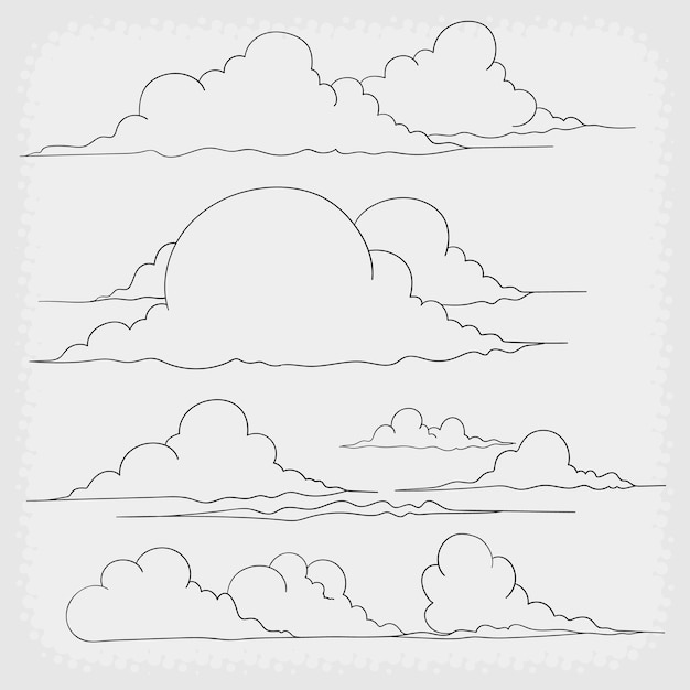 Вектор Ручно нарисованный контур облака