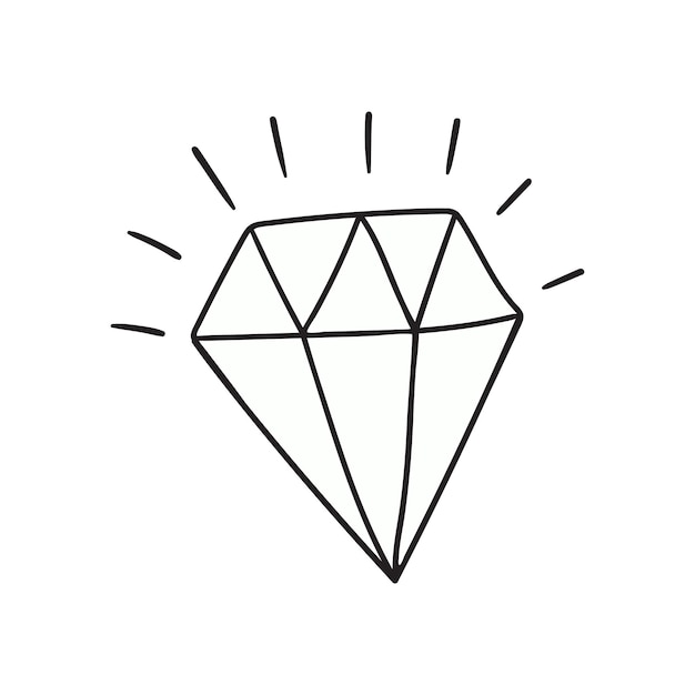 Vector hand drawn outline diamond