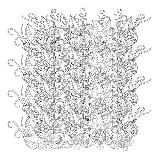 Hand drawn outline flower coloring page