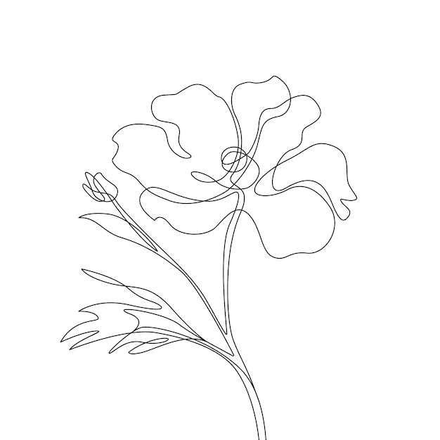 Hand drawn outline flowers illustration