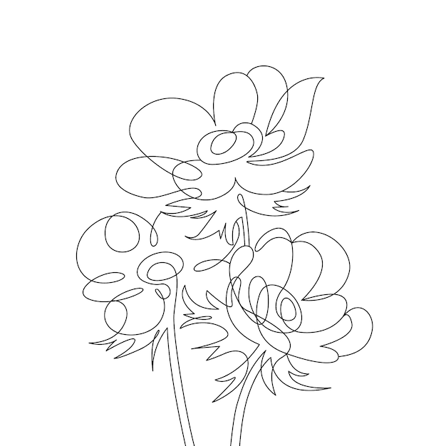 Hand drawn outline flowers illustration